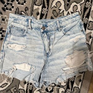 American Eagle Outfitters Ripped Light Blue Jean Shorts